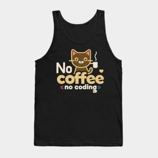 Kawaii cat drink coffee funny developer "COFFEE IS DEV LIFE" Tank Top